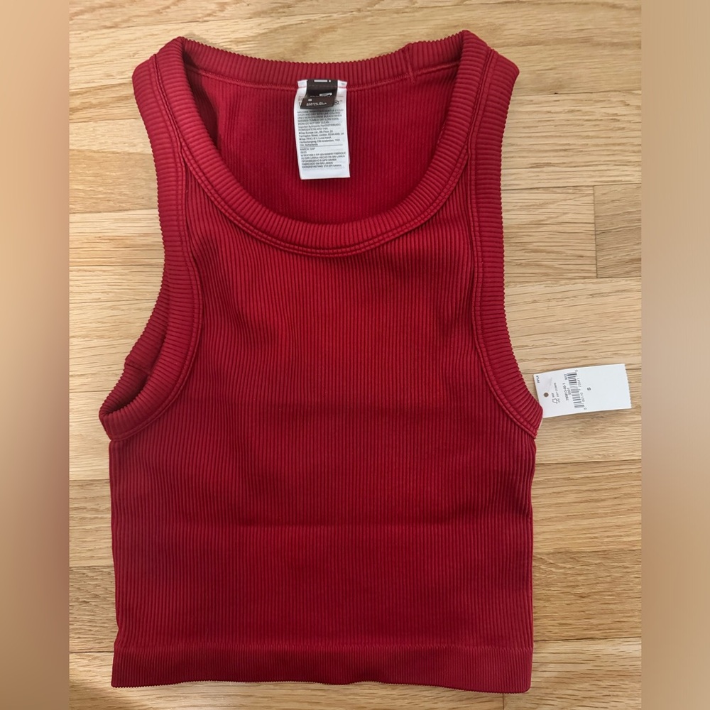 GAP Red Ribbed Knit Top